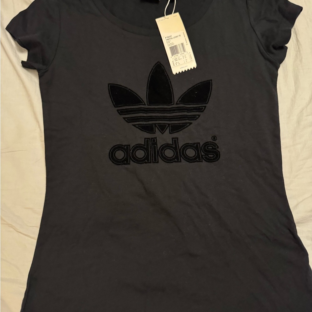 Adidas Women's Charcoal Tee with Black Logo